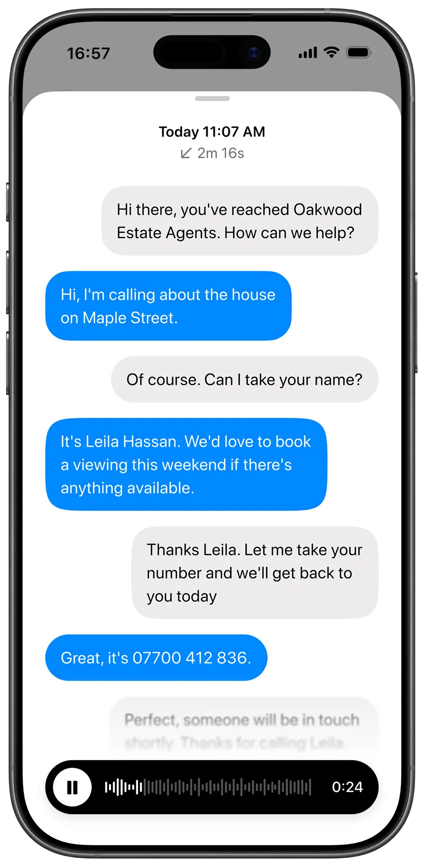 Clara conversation screen